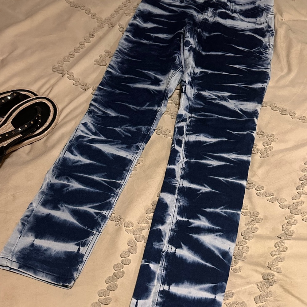 Blue and White Tie-Dye Jeggings Jeans